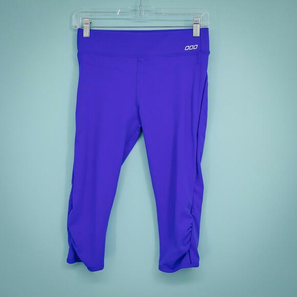 Lorna Jane Size Small S Leggings Capri Shirred Crop Pull On Active Purple Blue - Picture 1 of 6